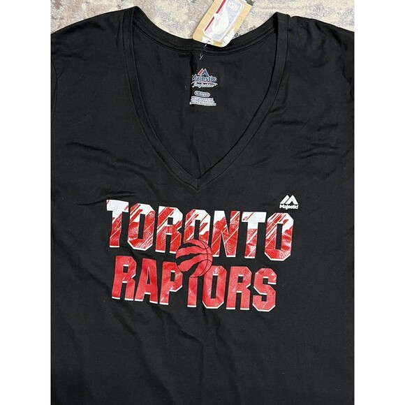 NWT Majestic NBA Toronto Raptors Women's V-Neck Tee XL T-Shirt 100% Cotton - Picture 3 of 8